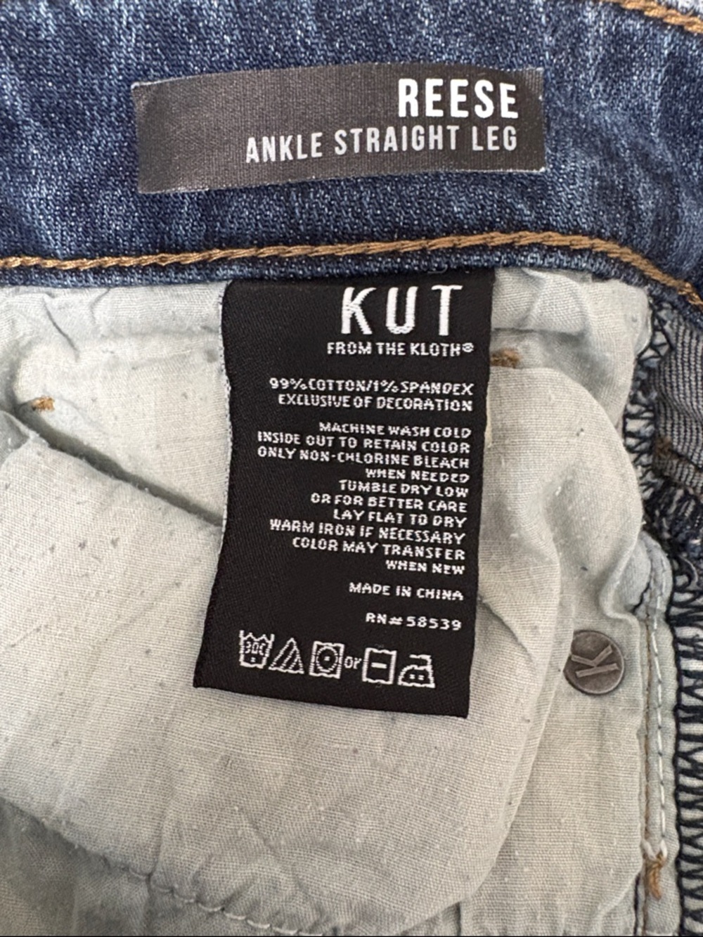 Kut from the Kloth Reese Ankle Dark Blue Distressed Straight Leg Jeans - Picture 7 of 7